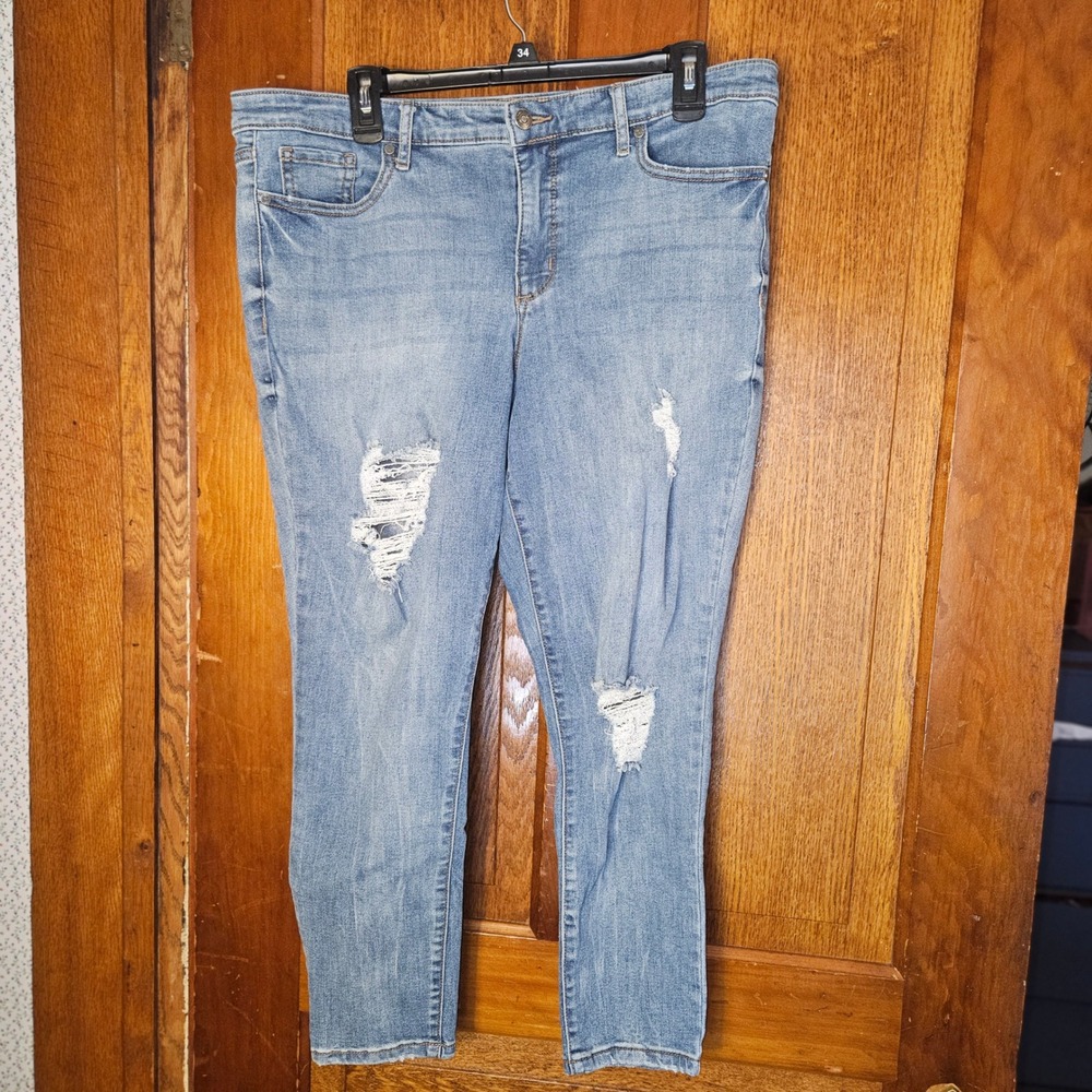 Sofia Jeans Skinny Ankle Womens 16 Light Wash Distressed Denim Pants Excellent